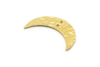 Hammered Moon Crescent Charm, Raw Brass Hammered Moons with 2 Holes  (30x8x1.2mm) N0387