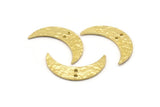 Hammered Moon Crescent Charm, Raw Brass Hammered Moons with 2 Holes  (30x8x1.2mm) N0387