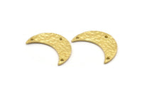Hammered Moon Crescent Charm, Raw Brass Hammered Moons with 3 Holes Pendant (25x9x1.2mm) N0386