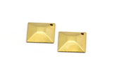 Brass Square Charm, 50 Raw Brass Square Pyramid Charms, Findings  (13mm)A0028