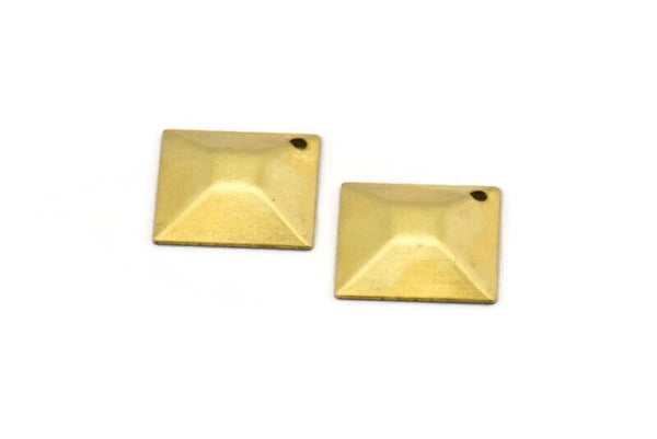 Brass Square Charm, 50 Raw Brass Square Pyramid Charms, Findings  (13mm)A0028