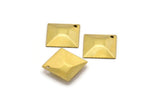 Brass Square Charm, 50 Raw Brass Square Pyramid Charms, Findings  (13mm)A0028