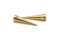 Ham Pirinç Sivri Uç, 12 Ham Pirinç Sivri Uçlu Kabile Kolye (27x7mm) A0765