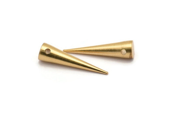 Ham Pirinç Sivri Uç, 12 Ham Pirinç Sivri Uçlu Kabile Kolye (27x7mm) A0765