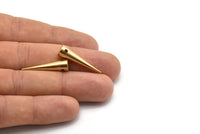 Ham Pirinç Sivri Uç, 12 Ham Pirinç Sivri Uçlu Kabile Kolye (27x7mm) A0765