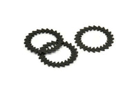 Siyah Daire Charm, 2 Oksitlenmiş Siyah Pirinç Daire Charm, Siyah Bağlantı Parçaları, Bağlantı Parçaları, Bağlantı Parçaları (25x0,80 mm) M01615
