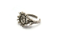 The Queen Ring Setting, 1 Antique Silver Plated Queen Ring Setting with Pad Size 10mm U043 H0294