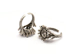 The Queen Ring Setting, 1 Antique Silver Plated Queen Ring Setting with Pad Size 10mm U043 H0294