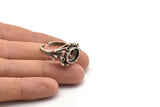 The King Ring Setting, 1 Antique Silver Plated Ring Setting with Pad Size (12x10mm) U044