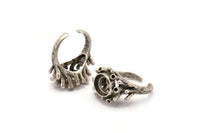 The King Ring Setting, 1 Antique Silver Plated Ring Setting with Pad Size (12x10mm) U044
