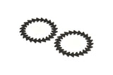 Black Circle Charm, 2 Oxidized Black Brass Circle Charms With 2 Holes, Black Pendants, Findings, Connectors (42x0.80mm) M01619