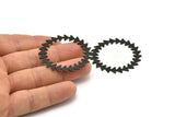 Black Circle Charm, 2 Oxidized Black Brass Circle Charms With 2 Holes, Black Pendants, Findings, Connectors (42x0.80mm) M01619