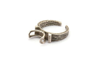 Antique Silver Ring Setting, 1 Antique Silver Plated Brass Ring Settings With 2 Claws, Ring Blanks (21x27x1.6mm) U112