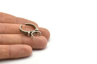 Antique Silver Ring Setting, 1 Antique Silver Plated Brass Ring Settings With 2 Claws, Ring Blanks (21x27x1.6mm) U112