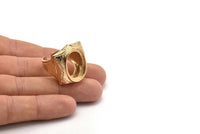 Gold Lord Rings, 1 Gold Plated Lord Ring Setting with Pad Size 21x15mm - Royal Series U052