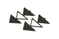 Siyah Üçgen Charm, 1 Döngülü 2 Oksitlenmiş Siyah Pirinç Üçgen Charm (47x30x1mm) M01796