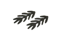 Siyah Dal Tılsımı, 1 Delikli 6 Oksitlenmiş Siyah Pirinç Dal Tılsımı, Yaprak Tılsımı Küpeler (30x13x0,80 mm) M01693
