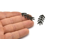 Siyah Dal Tılsımı, 1 Delikli 6 Oksitlenmiş Siyah Pirinç Dal Tılsımı, Yaprak Tılsımı Küpeler (30x13x0,80 mm) M01693