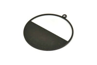 Black Circle Charm, 2 Oxidized Black Brass Circle Charms With 1 Loop, Pendants (41x38x0.6mm) M02055 Q0446