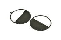 Black Circle Charm, 2 Oxidized Black Brass Circle Charms With 1 Loop, Pendants (41x38x0.6mm) M02055 Q0446