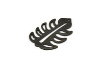 Siyah Yaprak Tılsımı, 1 Delikli 4 Oksitlenmiş Siyah Pirinç Yaprak Tılsımı, Yaprak Tılsımı Küpeleri (30x20x0,80 mm) M01699