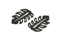 Siyah Yaprak Tılsımı, 1 Delikli 4 Oksitlenmiş Siyah Pirinç Yaprak Tılsımı, Yaprak Tılsımı Küpeleri (30x20x0,80 mm) M01699