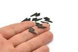 Siyah Şimşek Tılsımı, 24 Oksitlenmiş Siyah Pirinç, 1 Delikli Siyah Şimşek Cıvatası Tılsımı, Damgalama Boşlukları (17x8x1mm) M01697