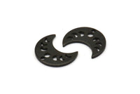Siyah Ay Tılsımı, 1 Delikli 12 Oksitlenmiş Siyah Pirinç Hilal Evreleri Tılsımı (15x8x1mm) M01867