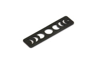 Siyah Dikdörtgen Charm, 1 Delikli 6 Oksitlenmiş Siyah Pirinç Ay Evreleri Charm'ı (40x10x0,80 mm) M01998 H0950