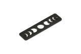 Siyah Dikdörtgen Charm, 1 Delikli 6 Oksitlenmiş Siyah Pirinç Ay Evreleri Charm'ı (40x10x0,80 mm) M01998 H0950