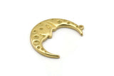 Brass Moon Charm, Raw Brass Crescent Moon Charms With 1 Loop (31x12mm) N1517
