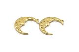 Brass Moon Charm, Raw Brass Crescent Moon Charms With 1 Loop (31x12mm) N1517