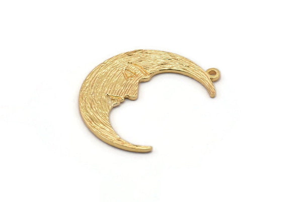 Altın Ay Tılsımı, 1 Halkalı Altın Kaplamalı Pirinç Hilal Ay Tılsımı (32x1,2 mm) N1512