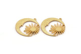 Moon and Sun, Gold Plated Brass, Crescent Moon, Gold Sun, Charm Pendant, Gold Pendant, Gold Charm With 1 Loop (30x29x1.2mm) N1522 H1374