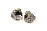 Antique Silver Ring Setting, 1 Antique Silver Plated Ring Setting with Pad Size (12x10mm) U051