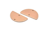 Semi Circle Charm, 2 Rose Gold Plated Brass Half Moon Blanks With 2 Holes, Findings, Pendants (22x12x1mm) D933 Q0868