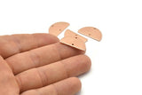 Semi Circle Charm, 2 Rose Gold Plated Brass Half Moon Blanks With 2 Holes, Findings, Pendants (22x12x1mm) D933 Q0868