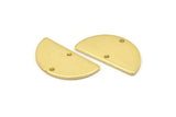 Semi Circle Charm, 2 Gold Plated Brass Half Moon Blanks With 2 Holes, Findings, Pendants (22x12x1mm) D933 Q0868