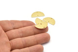 Semi Circle Charm, 2 Gold Plated Brass Half Moon Blanks With 2 Holes, Findings, Pendants (22x12x1mm) D933 Q0868