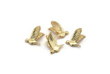 Tiny Bird Charm, 5 Gold Plated Brass Bird Necklace Pendants (13x10mm) N0429 Q0124