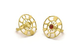 Brass Ring Settings, 1 Raw Brass Moon Phases Ring With 1 Stone Setting - Pad Size 6mm V133
