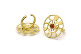 Brass Ring Settings, 1 Raw Brass Moon Phases Ring With 1 Stone Setting - Pad Size 6mm V133