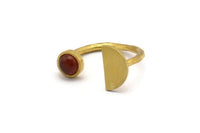 Brass Ring Settings, 10 Raw Brass Moon And Planet Ring With 1 Stone Setting - Pad Size 6mm R053