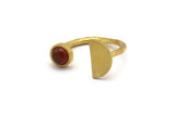 Brass Ring Settings, 10 Raw Brass Moon And Planet Ring With 1 Stone Setting - Pad Size 6mm R053