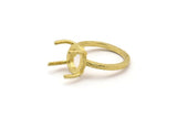 Claw Ring Blank, 12 Raw Brass Ring Settings with 4 Claws, Ring Blanks N0287
