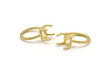 Claw Ring Blank, 30 Raw Brass Ring Settings with 4 Claws, Ring Blanks N0105-16.5
