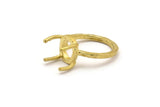 Claw Ring Blank, Raw Brass Ring Settings with 4 Claws, Ring Blanks N0105-18
