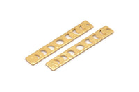 Gold Rectangle Charm, 4 Hammered Gold Plated Brass Moon Phases Charms With 1 Hole, Stamping Blanks (40x6x0.80mm) M01514
