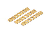 Gold Rectangle Charm, 4 Hammered Gold Plated Brass Moon Phases Charms With 1 Hole, Stamping Blanks (40x6x0.80mm) M01514