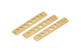 Gold Rectangle Charm, 4 Hammered Gold Plated Brass Moon Phases Charms With 1 Hole, Stamping Blanks (40x6x0.80mm) M01514